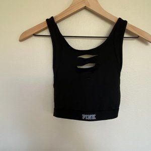 PINK Black Rip Chest Detailing Sports Bra